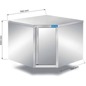 Pensile ad angolo con porta battente in acciaio inox con 2 ripiani L700xP700xH1000 mm linea basic Image