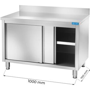 Tavolo armadiato in acciaio inox con alzatina L1000xP700xH850 mm linea basic Image
