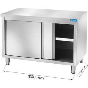 Tavolo armadiato in acciaio inox senza alzatina L1500xP700xH850 mm linea basic Image