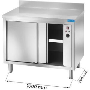 Tavolo armadiato riscaldato in acciaio inox con alzatina L1000xP600xH850 mm linea basic Image