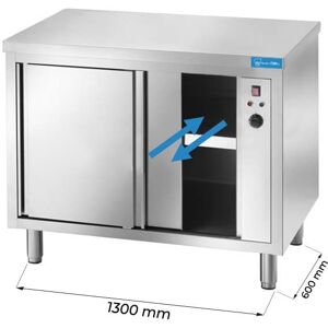Tavolo armadiato riscaldato passante in acciaio inox senza alzatina L1300xP600xH850 mm linea basic Image