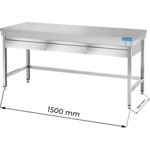 Tavolo aperto in acciaio inox con 2 cassetti orizzontali senza ripiano senza alzatina L1500xP700xH850 mm linea premium Image