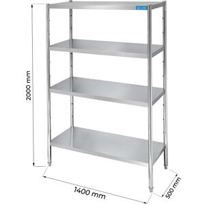 Scaffale in acciaio inox con 4 ripiani L1400xP500xH2000 mm linea basic Image