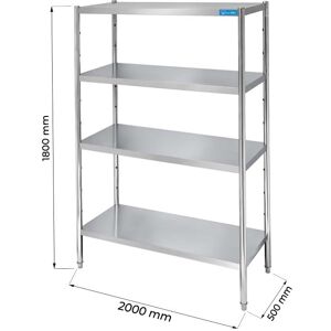 Scaffale in acciaio inox con 4 ripiani L2000xP500xH1800 mm linea basic Image