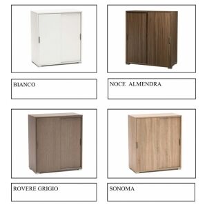 Relax e Design MOBILE CONTENITORE PORTA DOCUMENTI 2 ANTE SCORREVOLI 85x75x38 (Rovere Grigio cons 5 giorni) Image