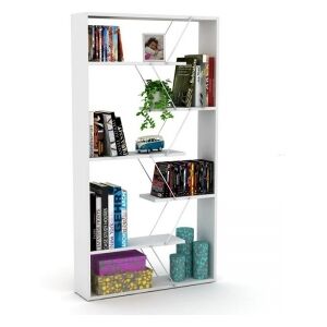 Relax e Design MOBILE LIBRERIA SCAFFALE SOGGIORNO UFFICIO 6 RIPIANI BIANCA 84x24xH.157 (Rovere chiaro cons 4 giorni) Image