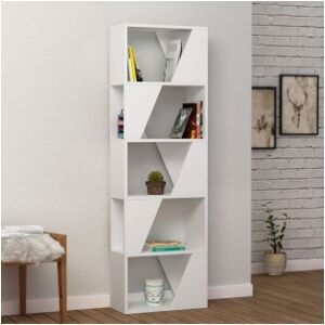 Relax e Design MOBILE LIBRERIA 5 RIPIANI BIANCA 54x24xH.168 (Antracite con 4 giorni) Image