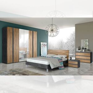 TOSCOHOME Camera da letto completa con armadio e letto colore noce dark - Borghese Image