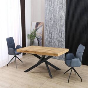 TOSCOHOME Tavolo allungabile con piano colore rovere e base nera 160x90 cm - Belinda Image