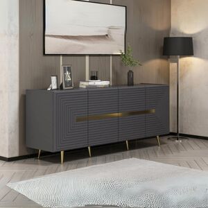 TOSCOHOME Madia in legno 180 cm con 4 ante colore antracite e particolari oro - Jose Image