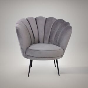 TOSCOHOME Poltrona a conchiglia con rivestimento in velluto colore grigio - Orel Image