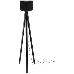 TOSCOHOME Lampada da terra treppiede nero con paralume tessuto nero - DECONE3566 Image