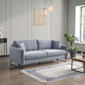 TOSCOHOME Divano 3 posti con funzione letto tessuto grigio chiaro - Fly Image