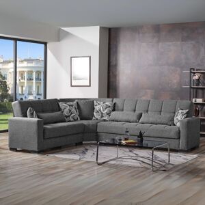 TOSCOHOME Divano angolare con funzione letto e doppio contenitore tessuto grigio - Fermina Image