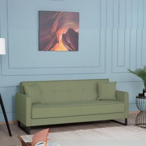 TOSCOHOME Divano letto con contenitore 3 posti in vellutino colore verde oliva - Legen Image