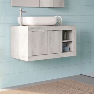 TOSCOHOME Mobile bagno sospeso con lavabo appoggio colore pino bianco 92x47H cm - Bax Image