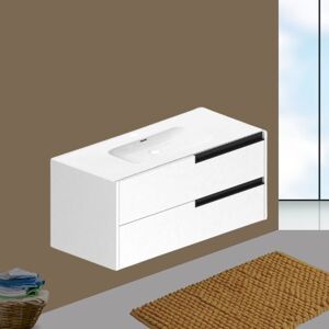TOSCOHOME Mobile bagno sospeso 100 cm con cassetti colore bianco opaco - Former Image