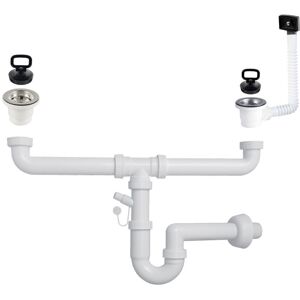 TOSCOHOME Sifone lavello a 2 vie attacco 1"1/2 con piletta da 2" e scarico lavastoviglie - SIFONE2VC Image