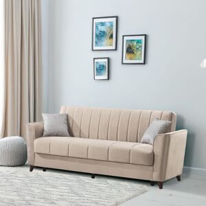 TOSCOHOME Divano a 3 posti con contenitore e funzione letto colore crema 223 cm - Mokel Image
