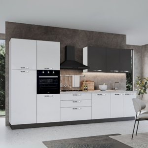 TOSCOHOME Cucina completa con elettrodomestici colore bianco lucido e pensili grafite 360 cm - Iris Image