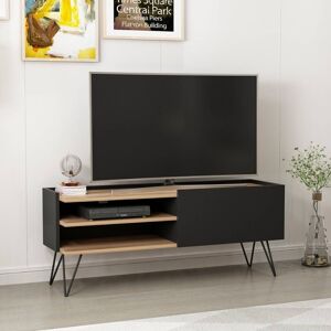 TOSCOHOME Mobile porta TV con anta ribalta colore nero e noce 124 cm - Aral Image