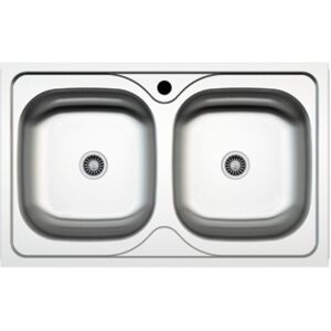 SAMET Lavello cucina incasso 86x50 cm due vasche in acciaio inox - MP862V Image