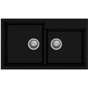 TOSCOHOME Lavello in quarzo con 2 vasche colore nero 86x50 cm - Tip Toe N200 Image