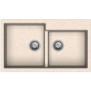 TOSCOHOME Lavello in quarzo 86x50 cm con 2 vasche colore avena - Tip Toe N200 Image