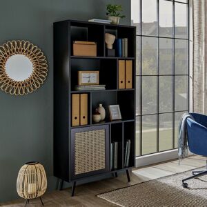 TOSCOHOME Libreria 80x170h cm con frontali effetto vimini e colore nera - Vienna20A Image