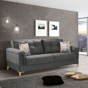 TOSCOHOME Divano letto con contenitore 2 posti colore grigio scuro Kemer Image