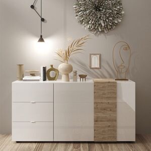 TOSCOHOME Madia con 2 ante e 3 cassetti 181 cm colore bianco e rovere - Sabry Image