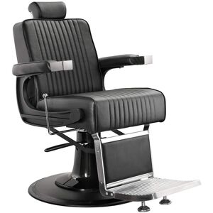 MUDI POLTRONA DA BARBIERE NERA VINTAGE BARBER SHOP RECLINABILE POMPA IDRAULICA QUIFF 2.0 Image