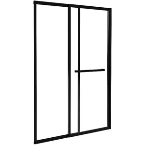Unique Schuifdouchewand mat zwart met handdoekenrek - 120 x 140 cm - WAIMEA Image