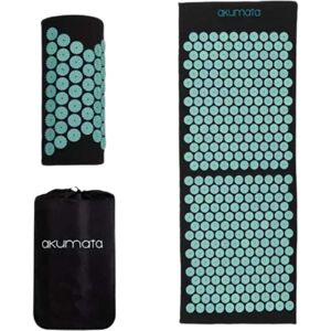 Akumata Long Acupressure Mat with Pillow Full-Body Massager 1 un. Black and Mint Image