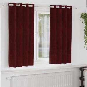 vidaXL Gordijnen met gordijnen 2 pcs Wijnrood 140 x 175 cm Fluweel Image