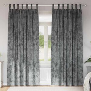 vidaXL Gordijn met gordijnen 2 pcs Grijs 260 x 140 cm Fluweel Image