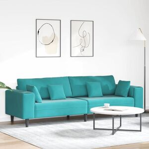 vidaXL Velours Bank met kussen Turquoise 208 cm Fluweel Image