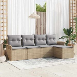vidaXL Tuin Sofa Set met kussen 5 pcs Beige Poly riet Image