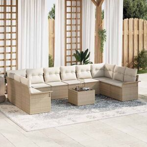vidaXL Tuin Sofa Set met kussen 11 pcs Beige Poly riet Image