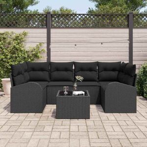 vidaXL Tuin Sofa Set met kussen 7 pcs Zwart 55 x 55 x 37 cm Poly riet Image
