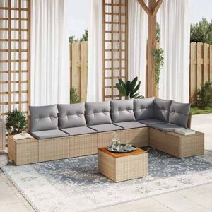 vidaXL Tuin Sofa Set met kussen 7 pcs Beige Poly riet Image