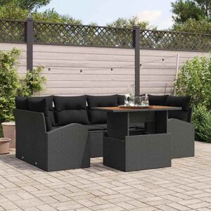 vidaXL Tuin Sofa Set met kussen 7 pcs Zwart 100 x 55 x 73 cm Image