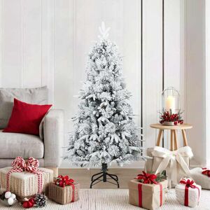 vidaXL Kunst Kerstboom met Geveerde Takken, Sneeuw Bedekt Wit 150 cm Image