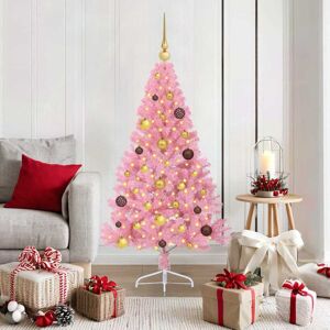 vidaXL Kunstmatig Voorverlicht Kerstboom met 150 LED Roze 150 cm PVC Image