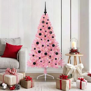 vidaXL Kunstmatig Voorverlicht Kerstboom met 150 LED Roze 150 cm PVC Image