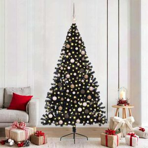 vidaXL Kunstmatig Voorverlicht Kerstboom met 300 LED Zwart 210 cm PVC Image