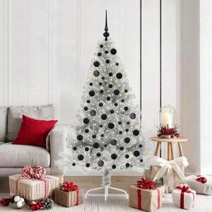 vidaXL Kunstmatig Voorverlicht Kerstboom met 300 LED Zilver 180 cm PET Image