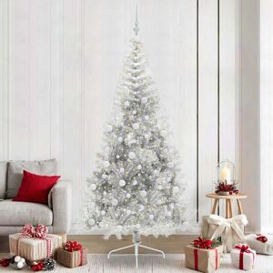 vidaXL Kunstmatig Voorverlicht Kerstboom met 300 LED Zilver 240 cm PET Image
