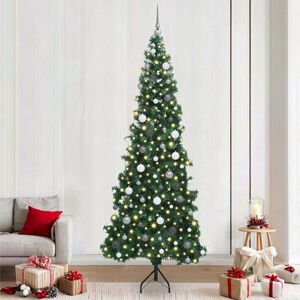 vidaXL Hoek Kunstkerstboom met 300 LED Groen 240 cm PVC en Metaal Image