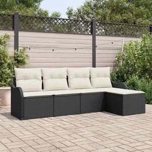 vidaXL Tuin Sofa Set met kussen met opslag 5 pcs Zwart Poly riet Image